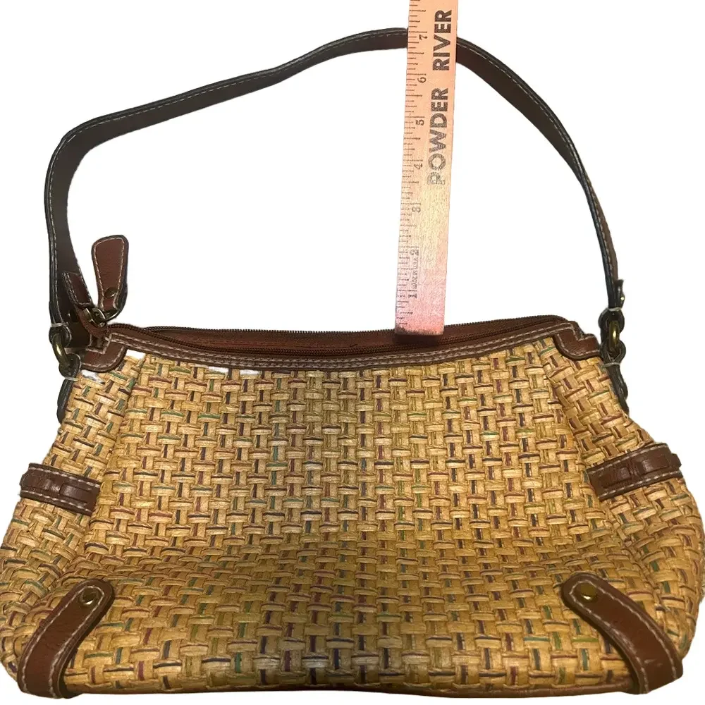 Fossil Neutral Tan and Brown Woven Handbag
